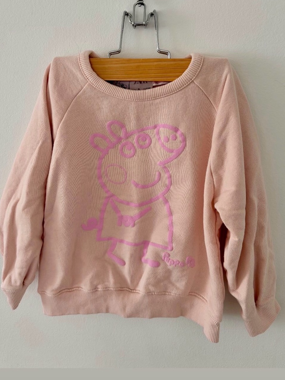 Zara Pink Peppa Pig Graphic Sweatshirt - Light Pink with Bright Pink Print